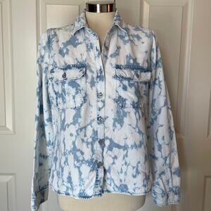 Guess Women's Tie Dye Hi-Lo Button Up Blouse, size Small